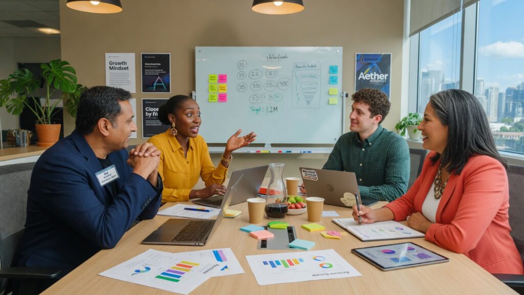 Confident sales professionals reflecting on their great sales career
